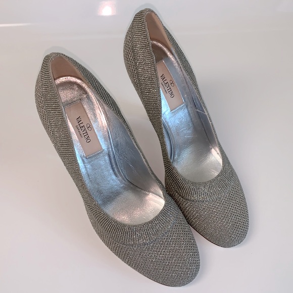 VALENTINO SILVER CLEAR HEEL - Picture 1 of 9